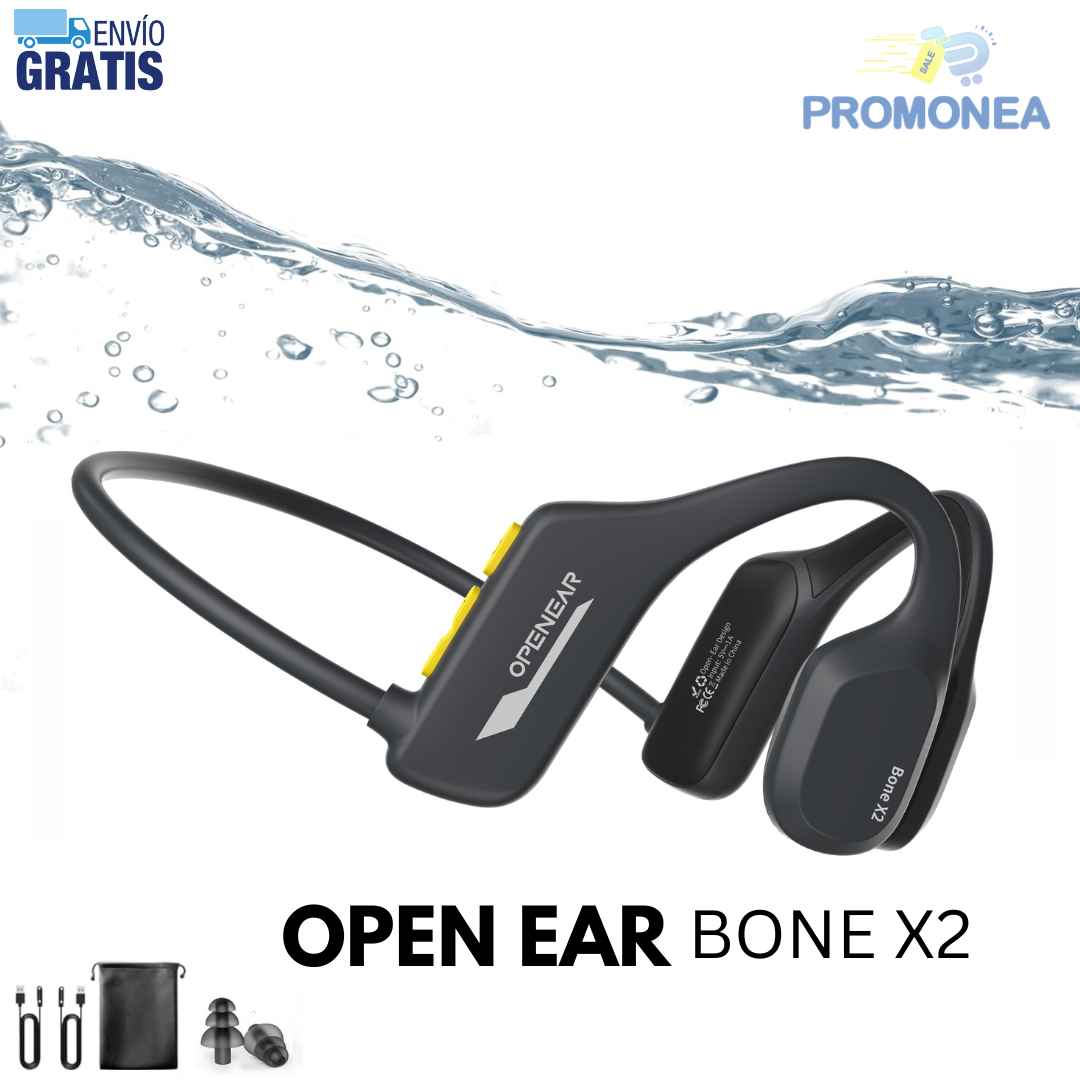 Audífonos Acuáticos para Natación OPENEAR BONE X2 – Bluetooth 5.3, MP3 32GB, Conducción Ósea, Impermeables IP68, Llamadas y Asistente de Voz