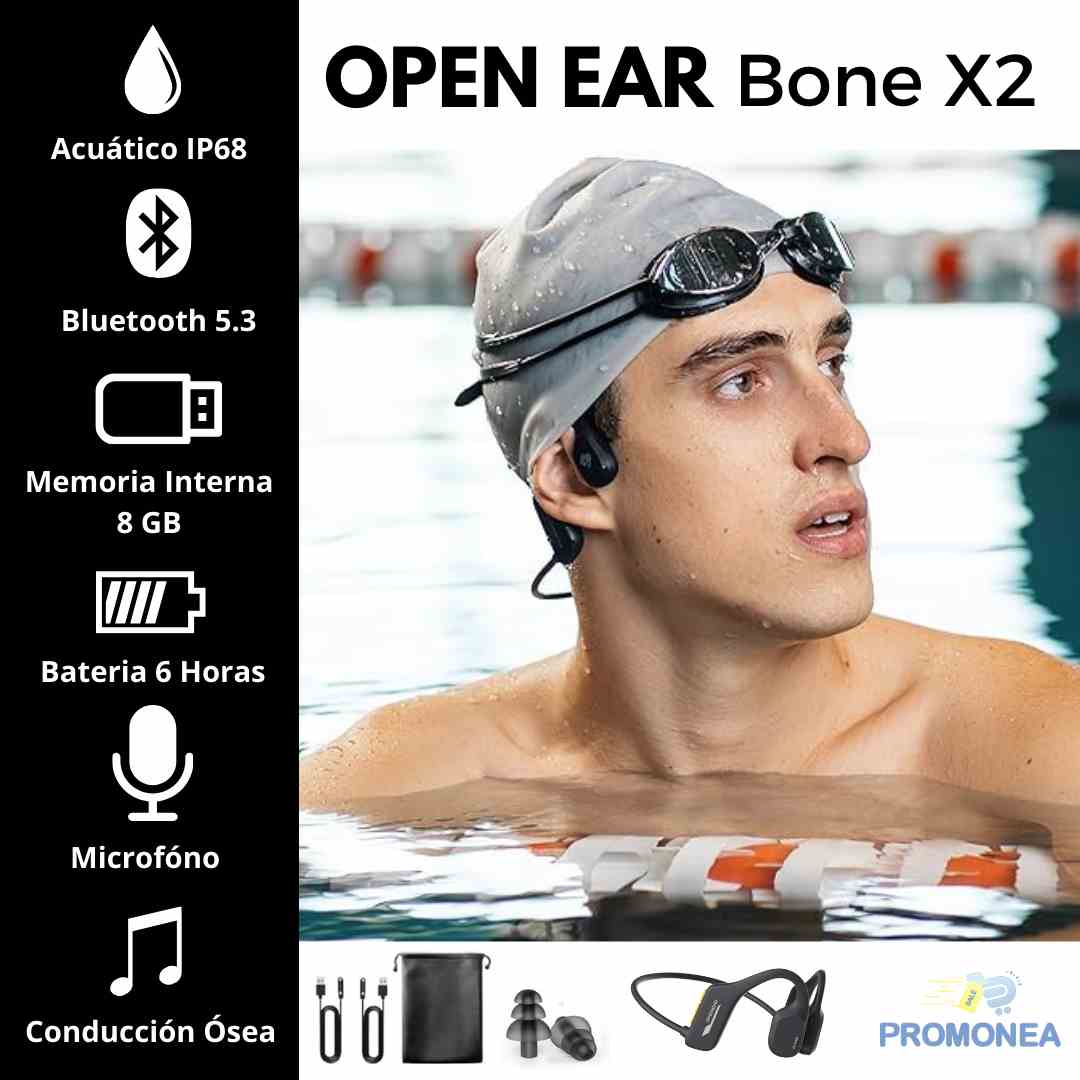Audífono Acuático Bluetooth de Conducción Ósea OPENEAR BONE X2