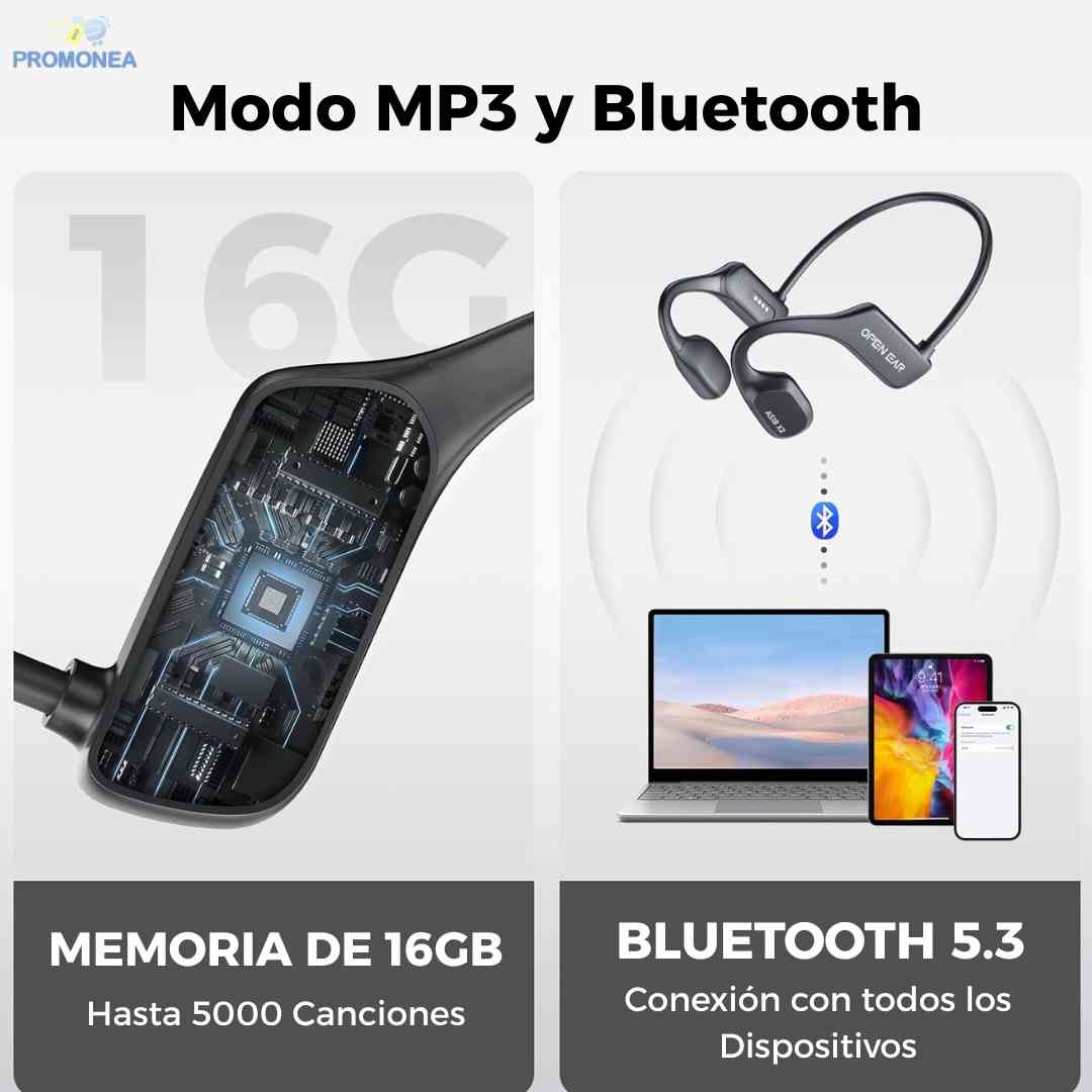 Audífono Acuático OPENEAR BONE X2 – Bluetooth 5.3, MP3 16GB, Conducción Ósea, IP68, Llamadas y Asistente de Voz