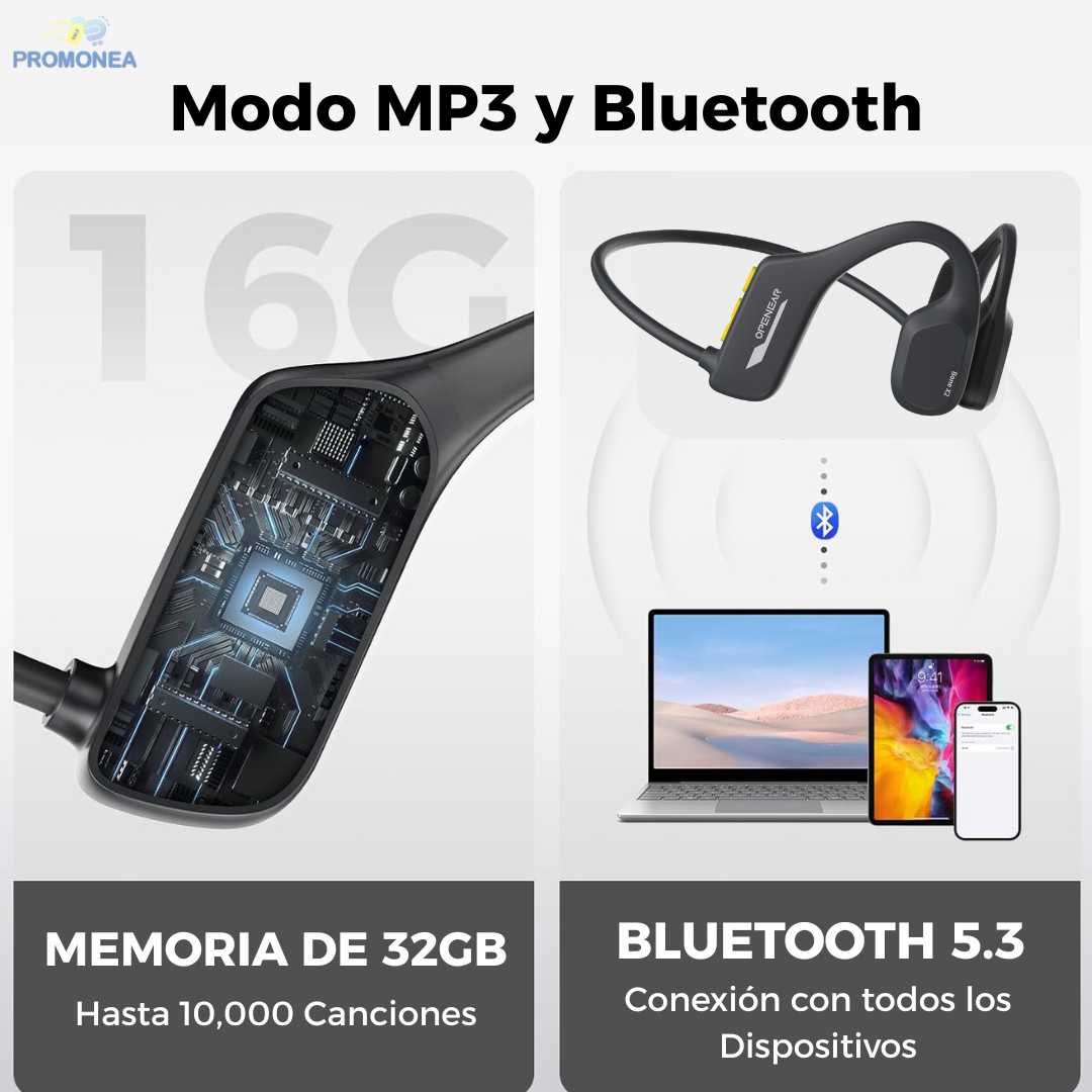 Audífonos Acuáticos para Natación OPENEAR BONE X2 – Bluetooth 5.3, MP3 32GB, Conducción Ósea, Impermeables IP68, Llamadas y Asistente de Voz