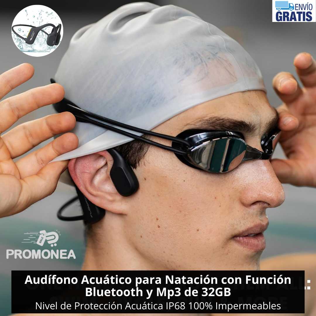 Audífonos Acuáticos para Natación OPENEAR BONE X2 – Bluetooth 5.3, MP3 32GB, Conducción Ósea, Impermeables IP68, Llamadas y Asistente de Voz